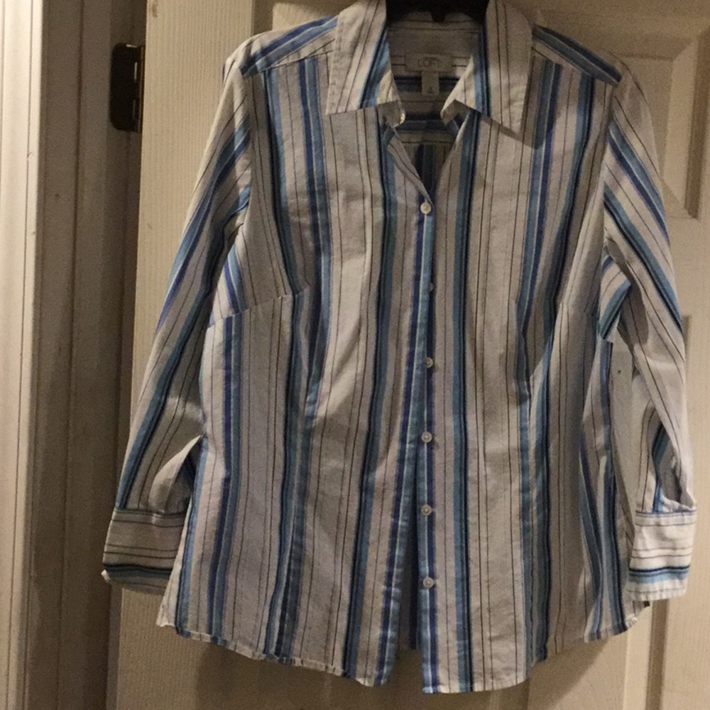 Blue, black and white shirt